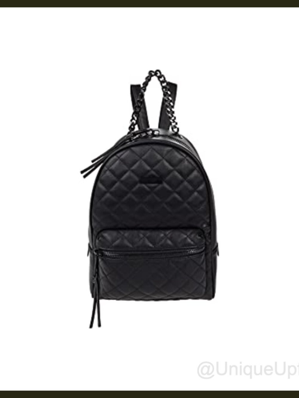 Faux Leather Medium Backpack with 2 Compartments, Adjustable Straps